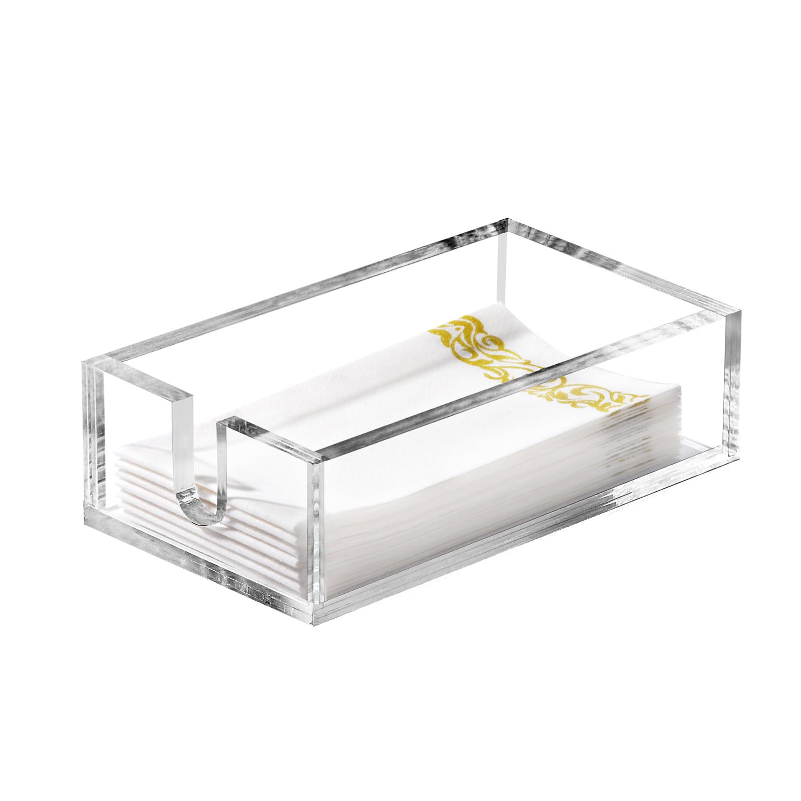 Simetufy acrylic napkin holder in clear finish on a dining table, elegant touch.