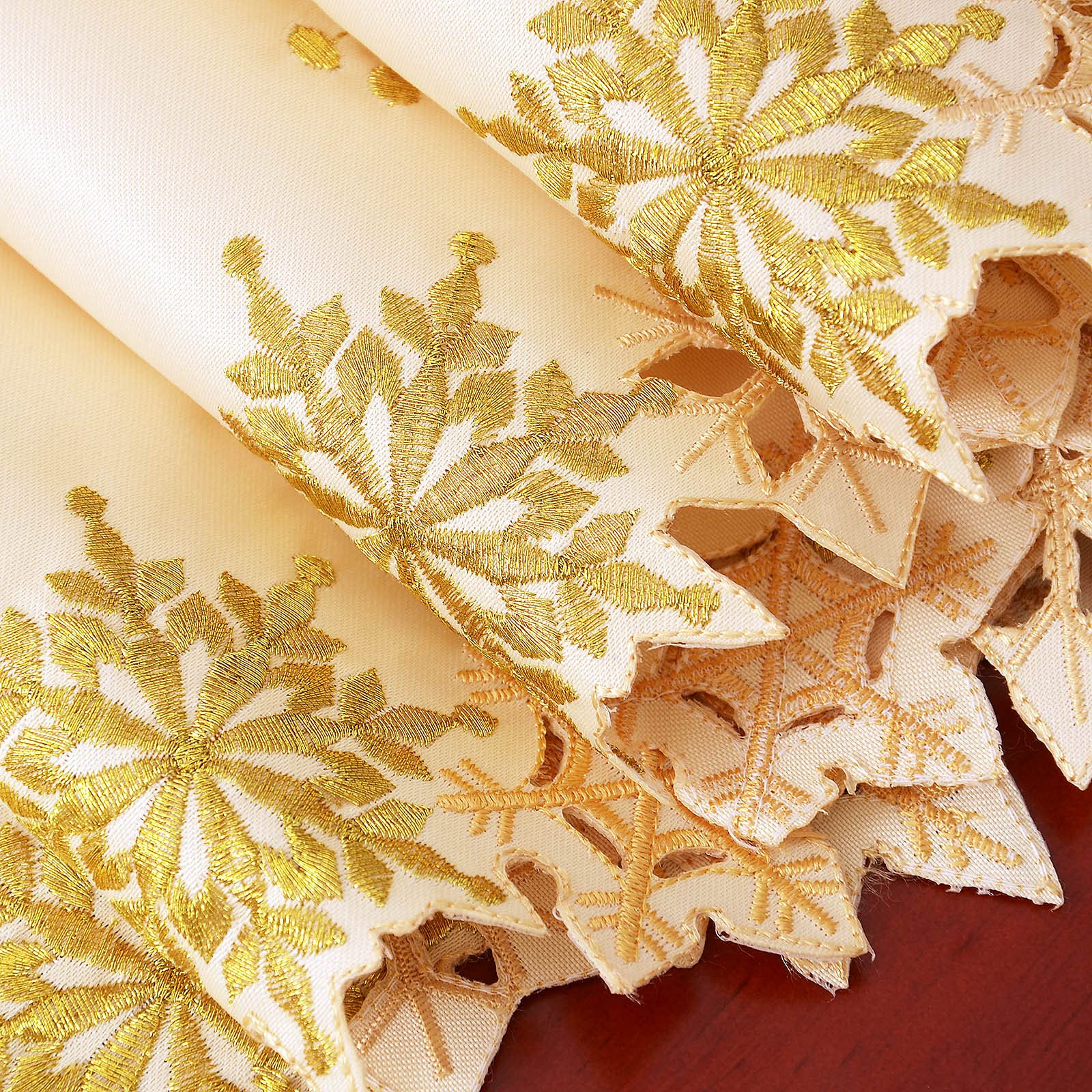 Close-up of Simhomsen runner showing tight embroidery and edge details