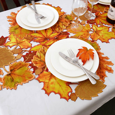 Simhomsen table runner on dining table creating an elegant autumn centerpiece