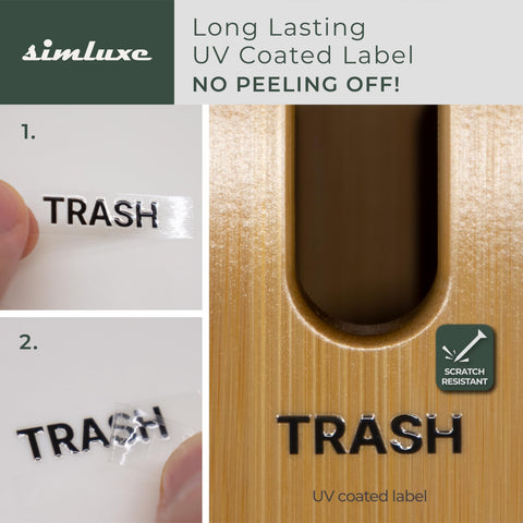 Simluxe trash bag dispenser bamboo body with 0.4-inch durability and warm appearance.