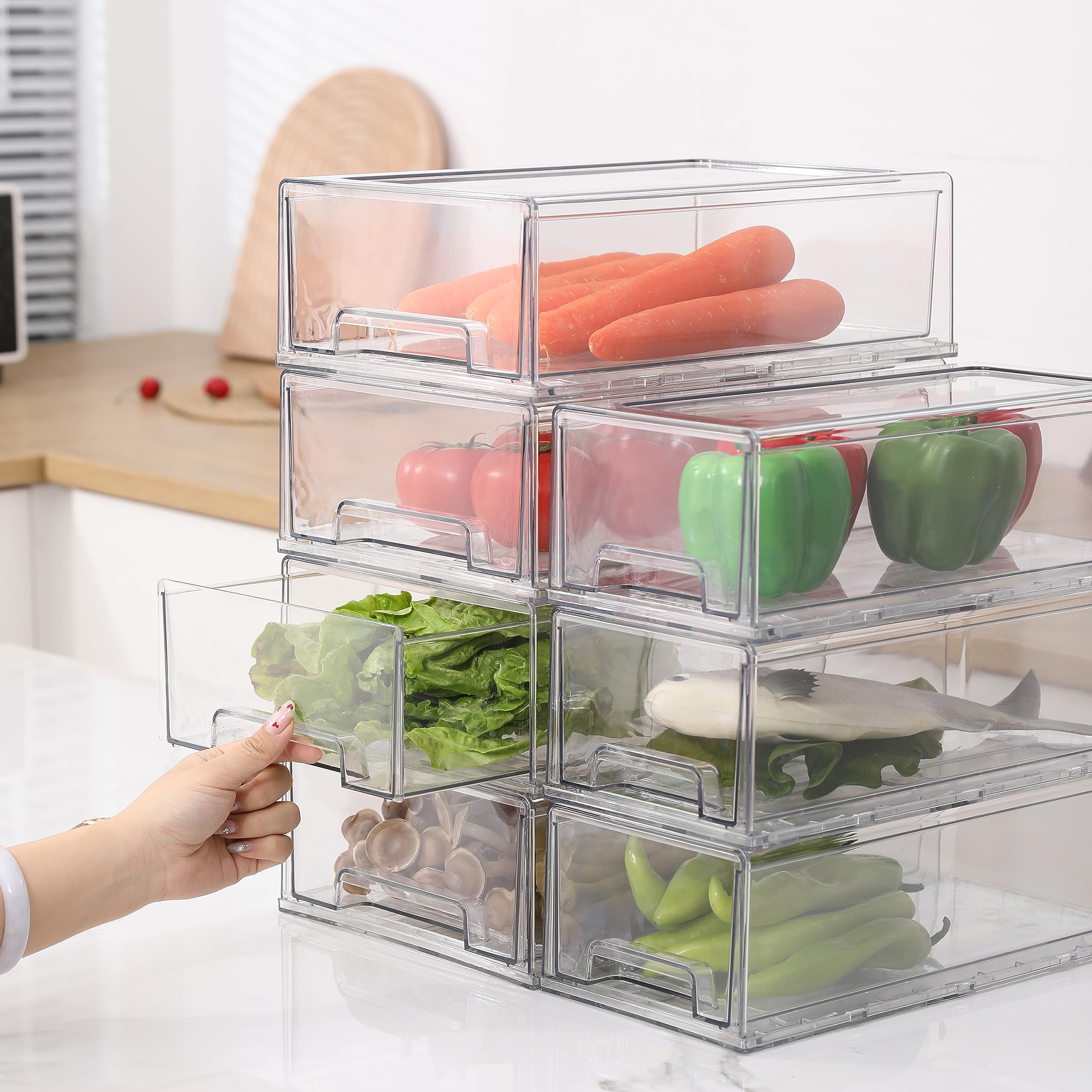 SIMPEXPE clear organization bin on shelf demonstrates quick access and clutter reduction