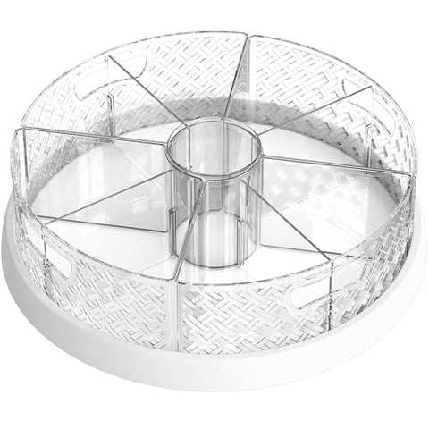 Simple Houseware 12-Inch Lazy Susan removable-bin demonstrates easy transfer for portable organization.