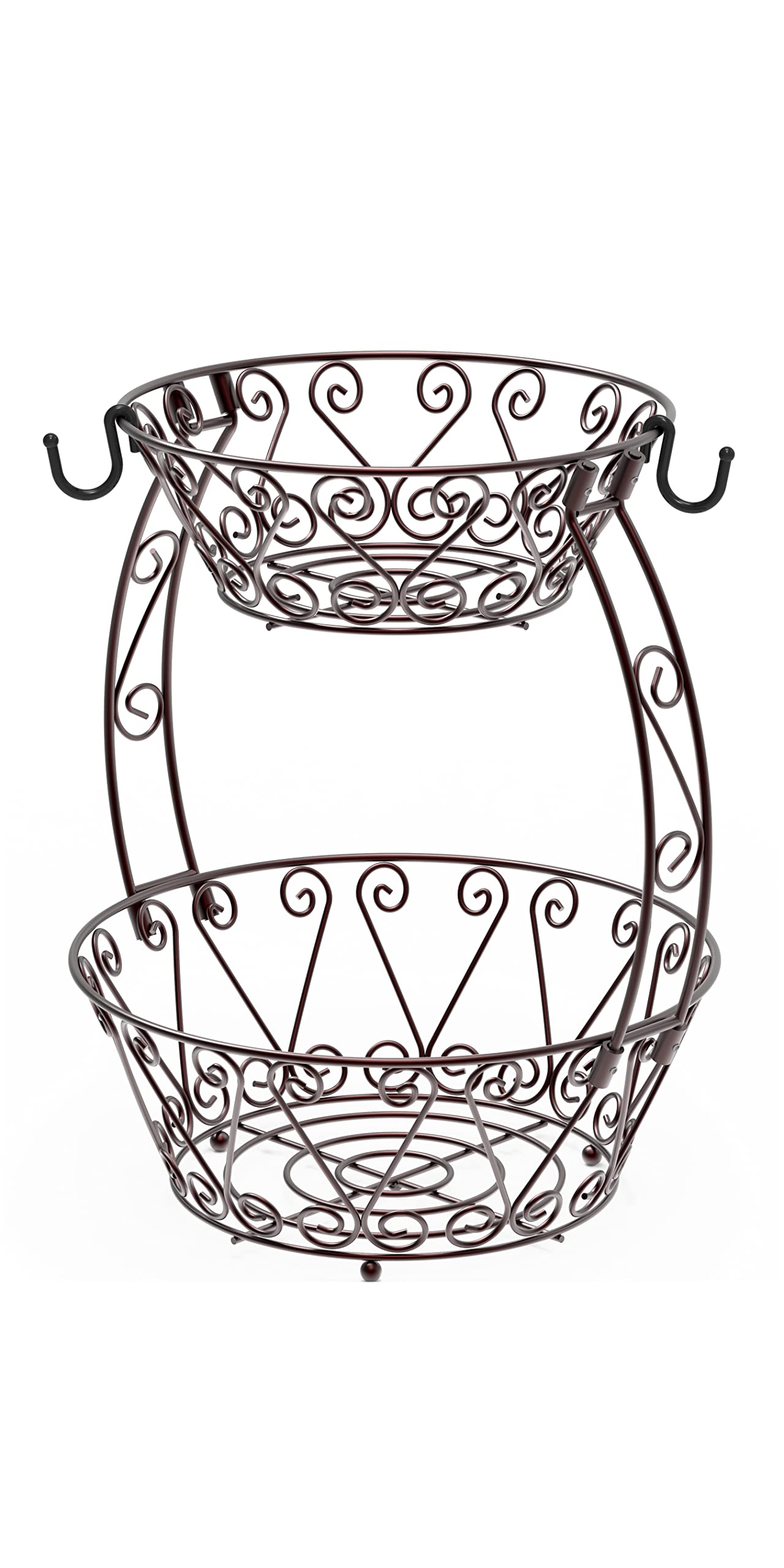 Simple Houseware 2-tier bronze basket filled with fruit, ready to display