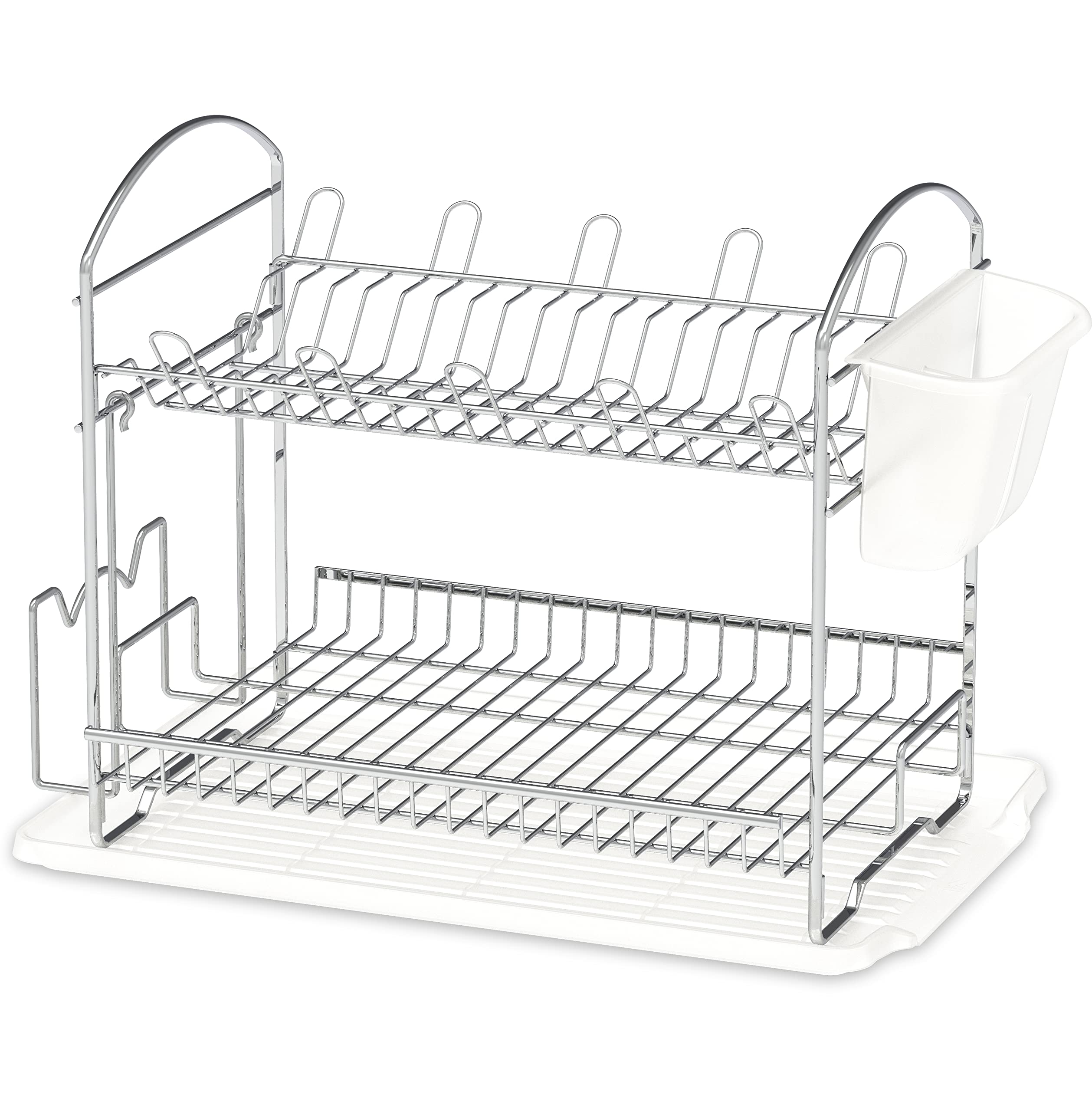 Simple Houseware 2-Tier Dish Rack Chrome shows ample capacity for plates