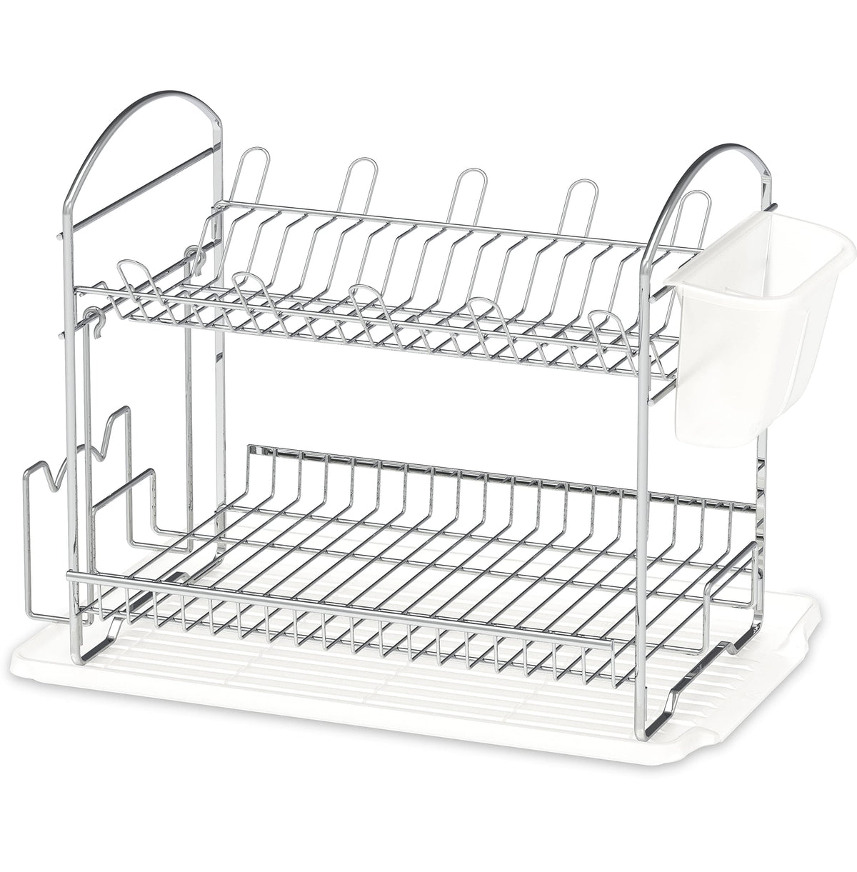Simple Houseware 2-Tier Dish Rack Chrome shows ample capacity for plates