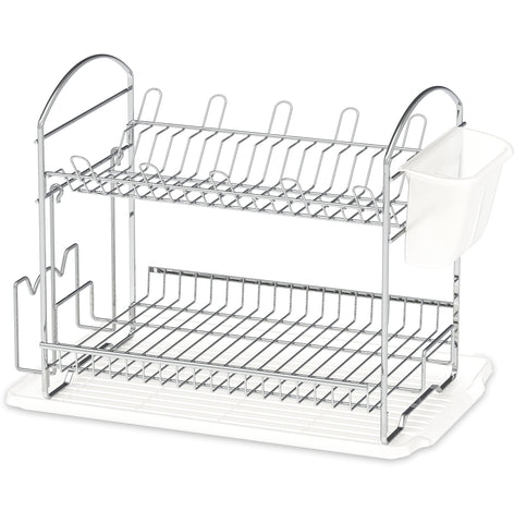Simple Houseware 2-Tier Dish Rack Chrome shows ample capacity for plates