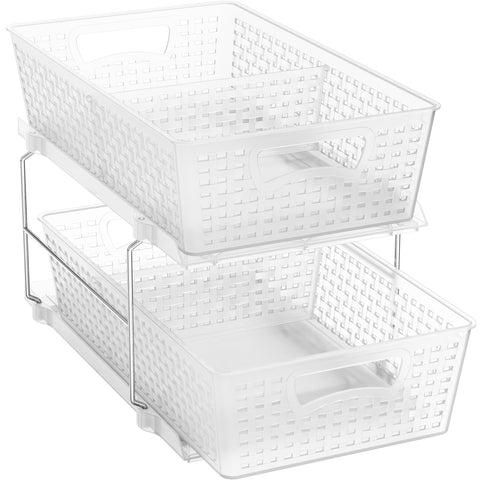 Simple Houseware bathroom organizer 2-tier pullout drawer for easy, space-saving storage.