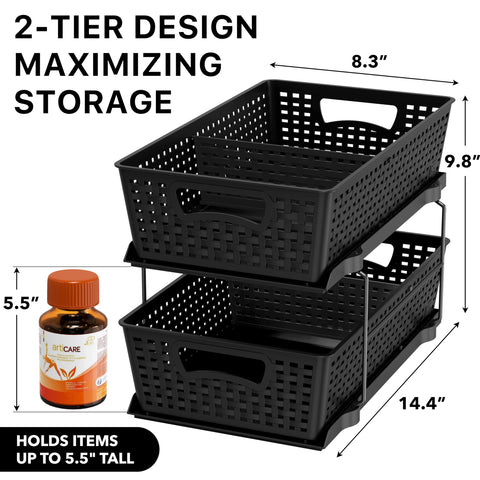 Simple Houseware bathroom organizer tray with removable baskets for refilling toiletries.