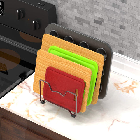 Simple Houseware Bronze 2-Pack lid storage idea showing space saving.