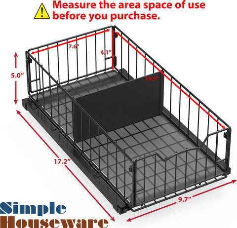 Simple Houseware cabinet basket wheel system for smooth, effortless pulling.