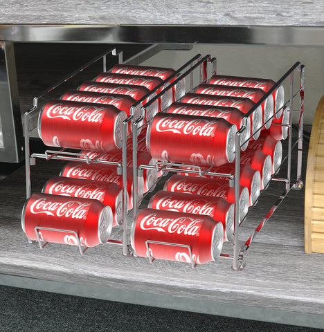 Simple Houseware chrome can dispenser rack in fridge storage for efficient cooling