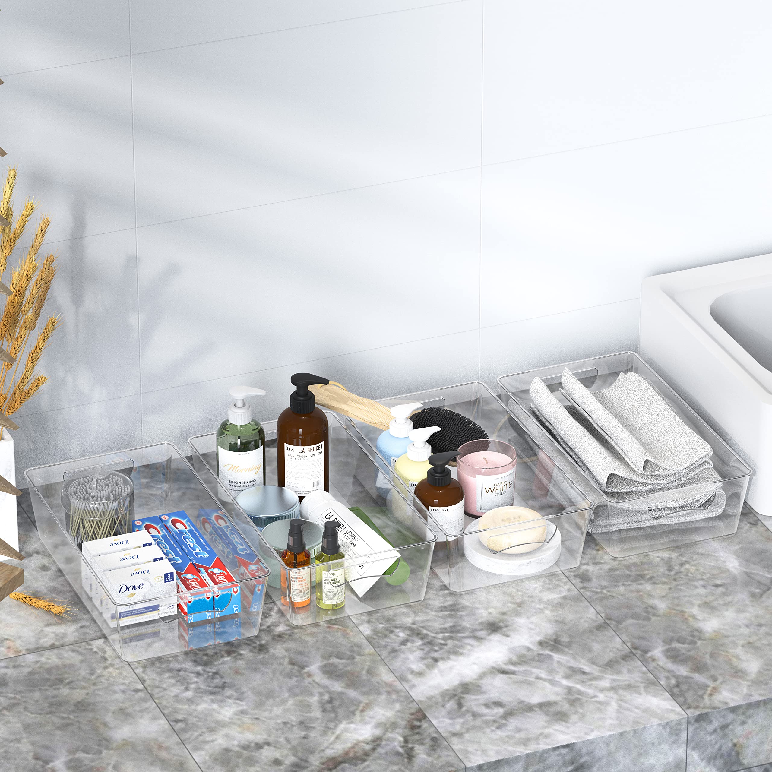 Versatile Simple Houseware bin set for dressings and snacks with clear visibility