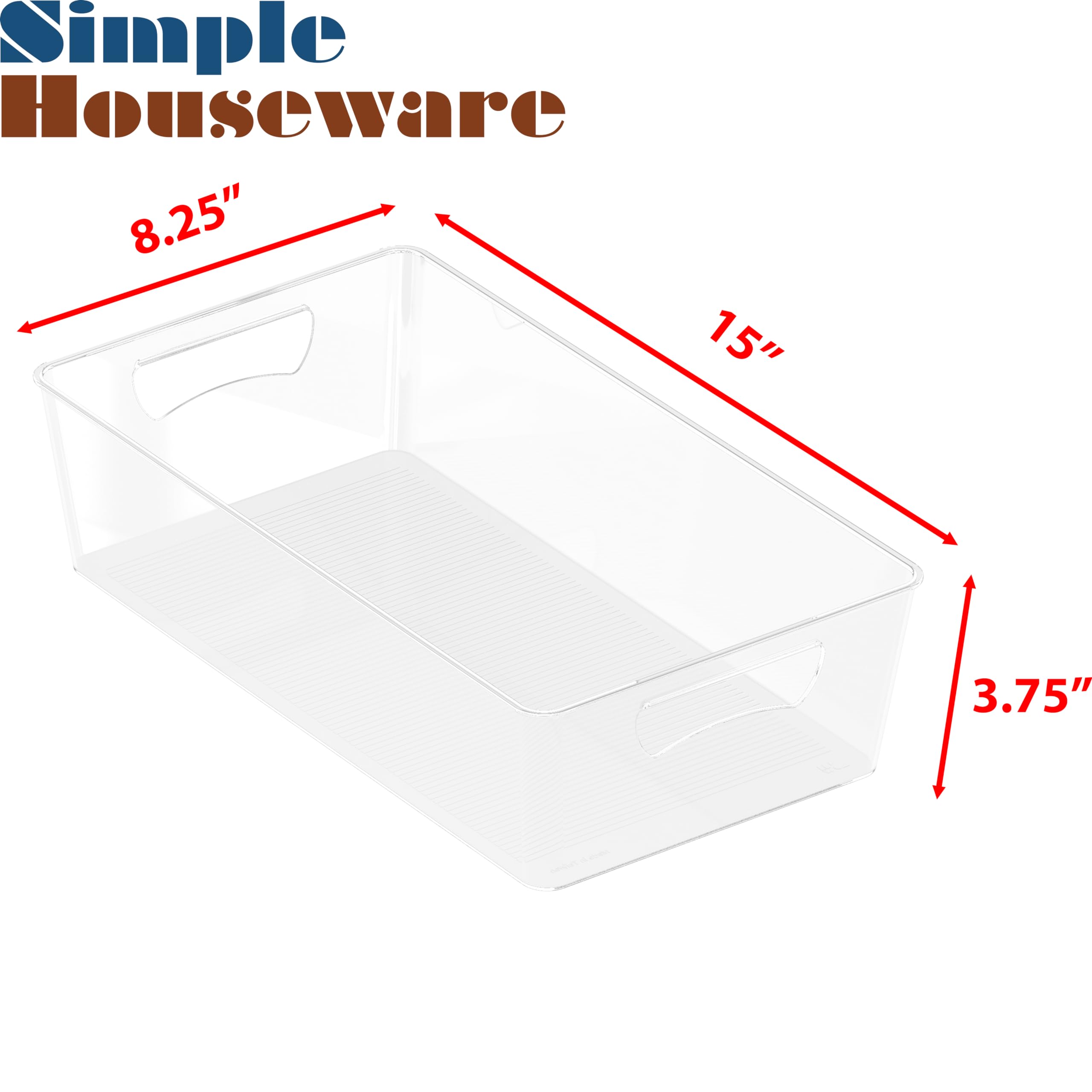 Simple Houseware clear bin with easy-grip handles for grabbing drinks or veggies