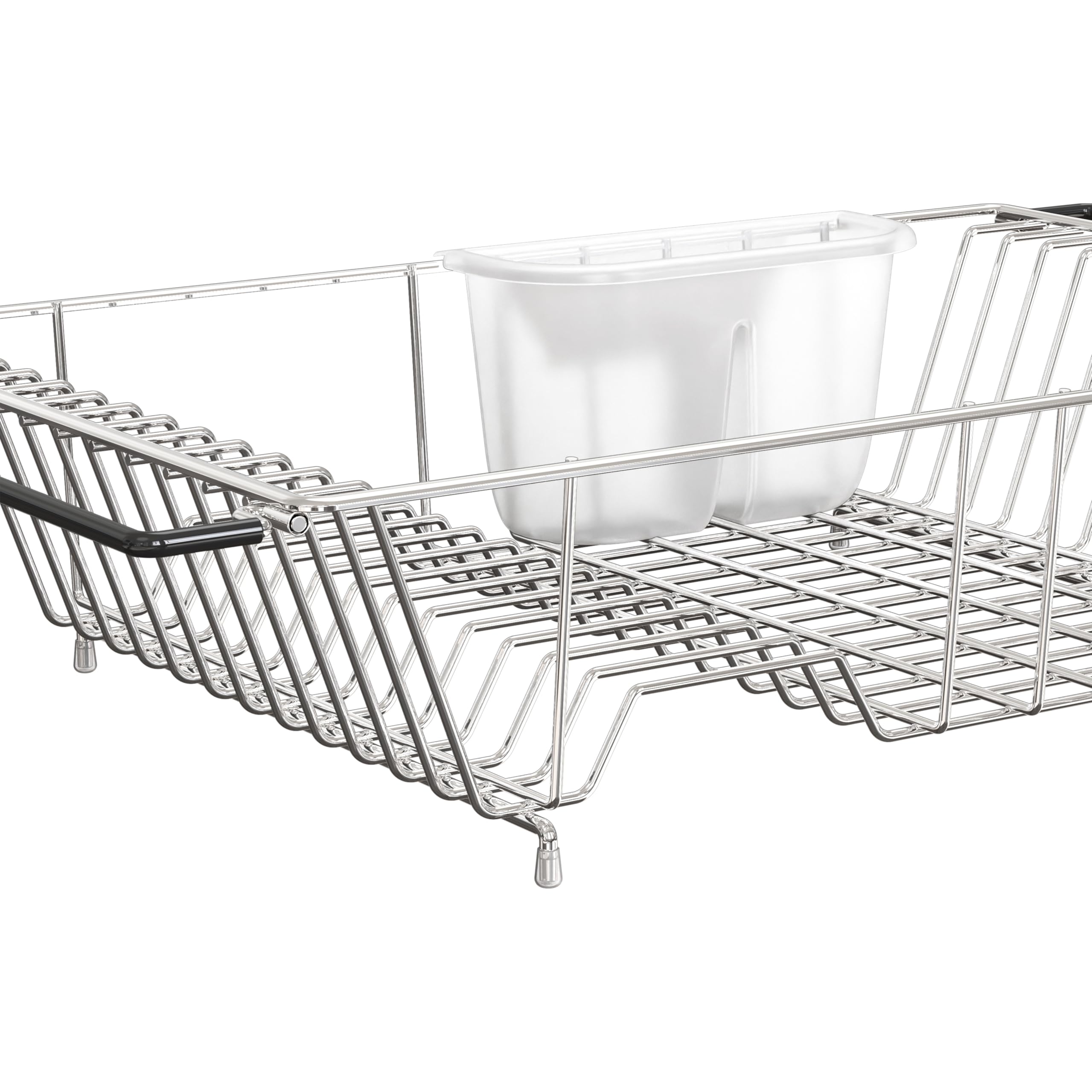 Simple Houseware dish drainer with plastic utensil holder helps organize utensils.