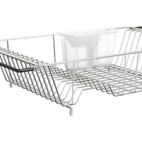 Simple Houseware dish drainer with plastic utensil holder helps organize utensils.