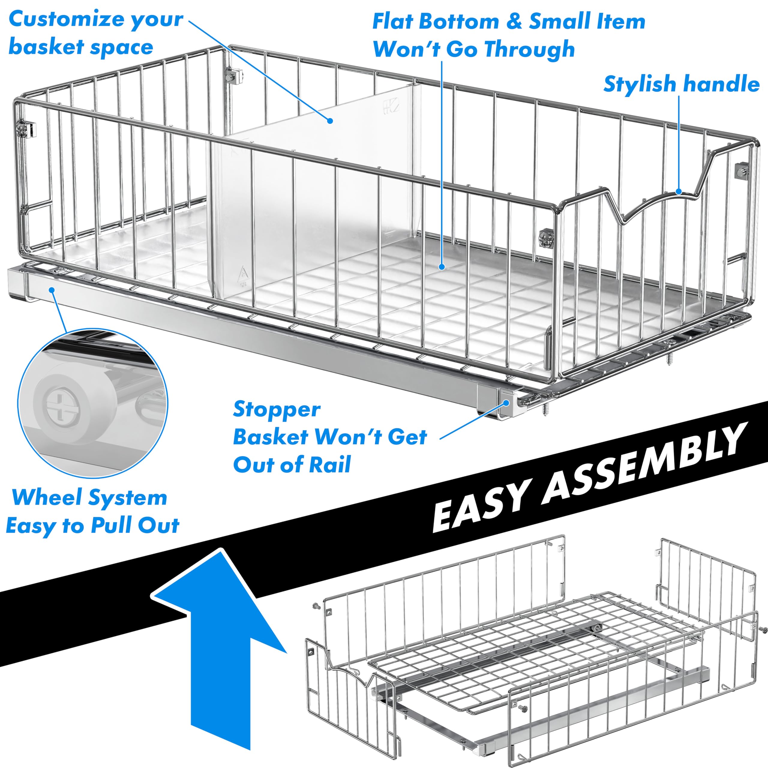 Simple Houseware divided basket insert chrome helps separate items cleanly.