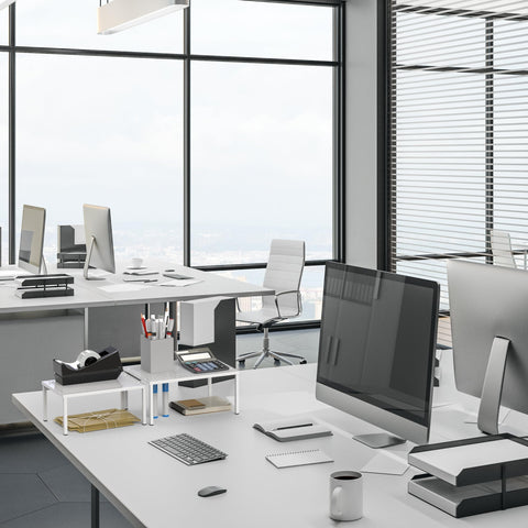 Simple Houseware compact kitchen organizer in white maximizes counter space.