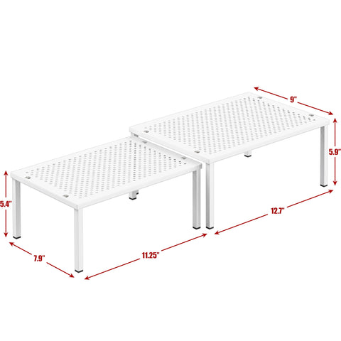Simple Houseware expandable shelf with dishes on shelf demonstrates efficient cabinet organization.