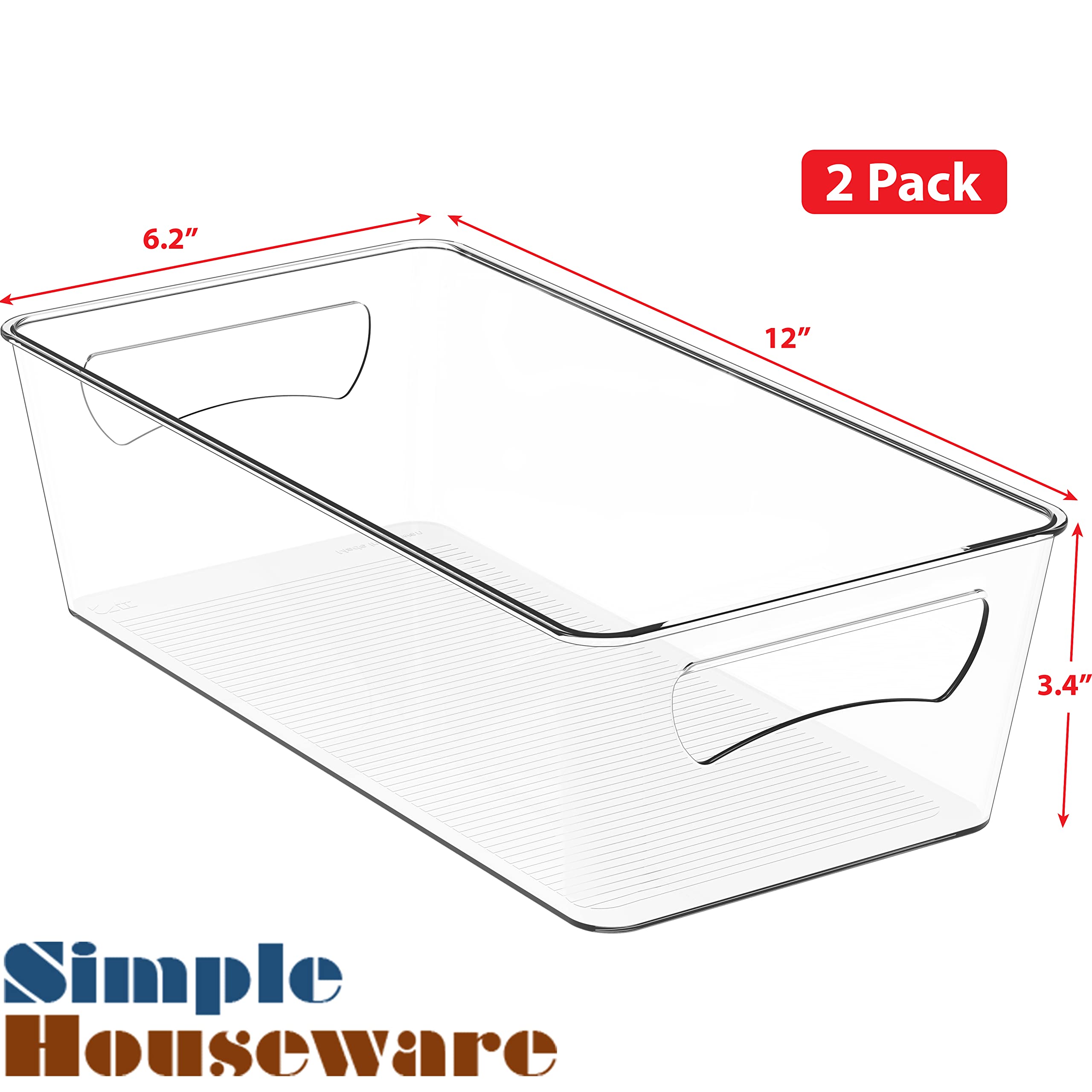 Simple Houseware freezer organizer bin easy-grab-handles enables quick access to drinks and yogurts.