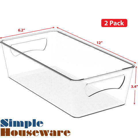 Simple Houseware freezer organizer bin easy-grab-handles enables quick access to drinks and yogurts.