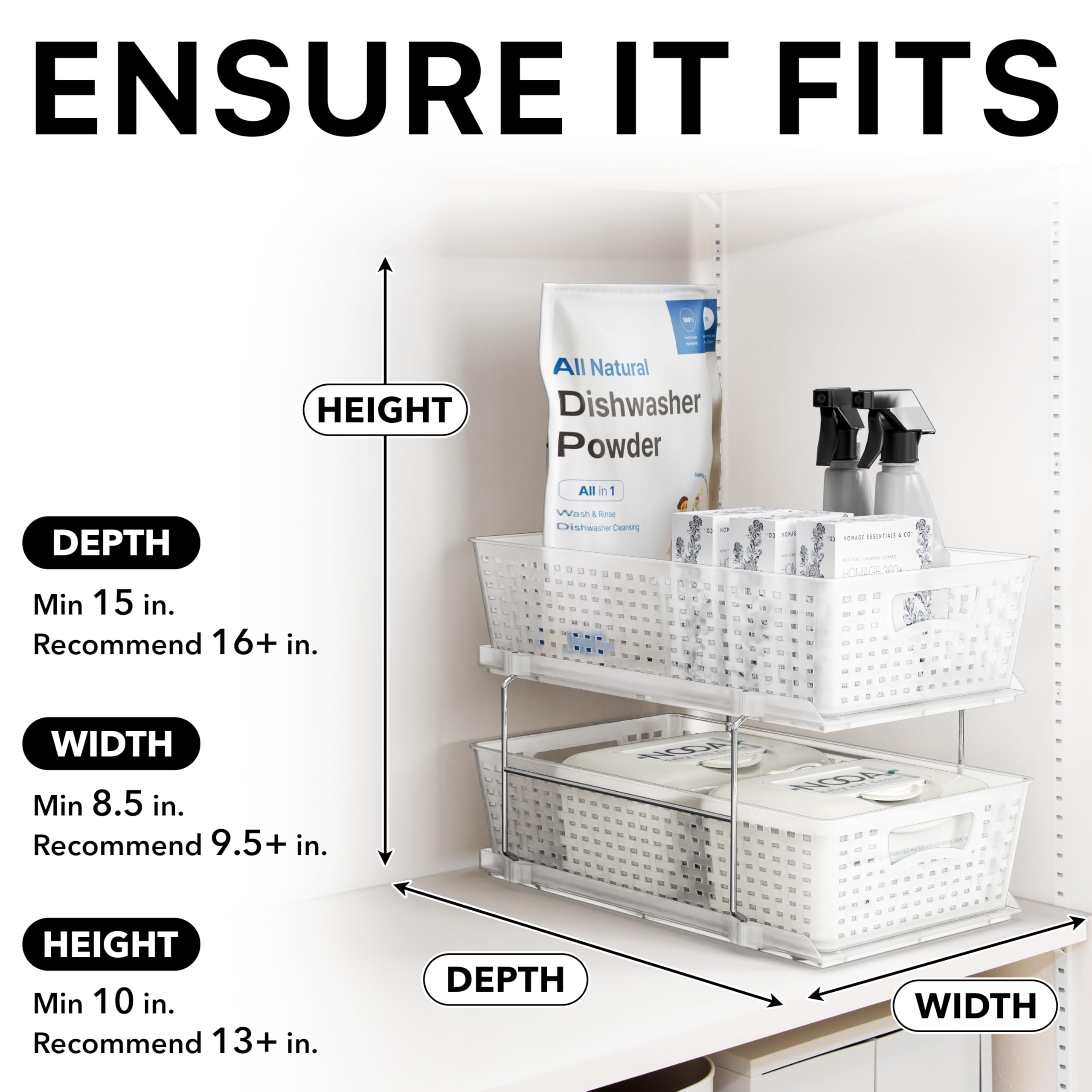 Simple Houseware versatile storage for kitchen, bathroom, and pantry needs.