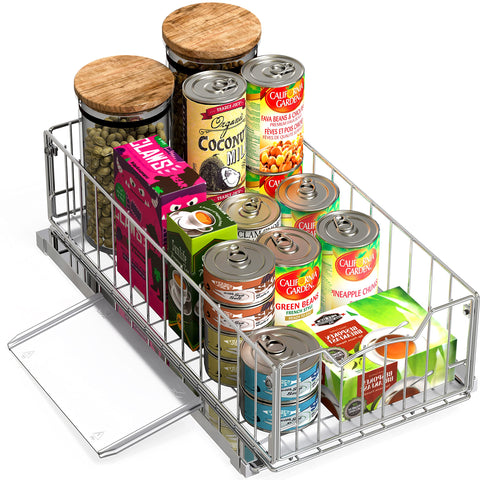 Simple Houseware kitchen cabinet sliding basket chrome boosts accessible storage.