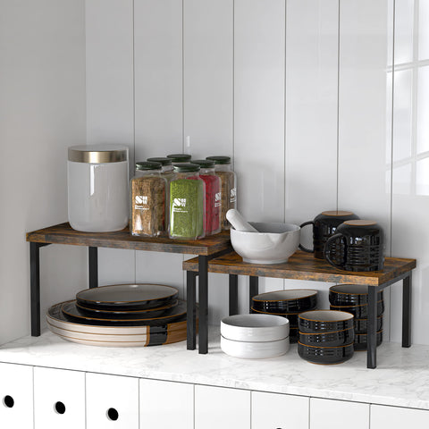 Medium shelf from Simple Houseware fits compact counters for efficient organization.