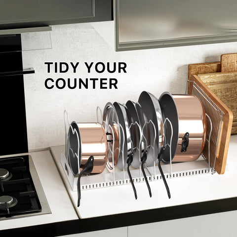 Simple Houseware multi-purpose rack supports pantry, cabinet, and under-sink storage.
