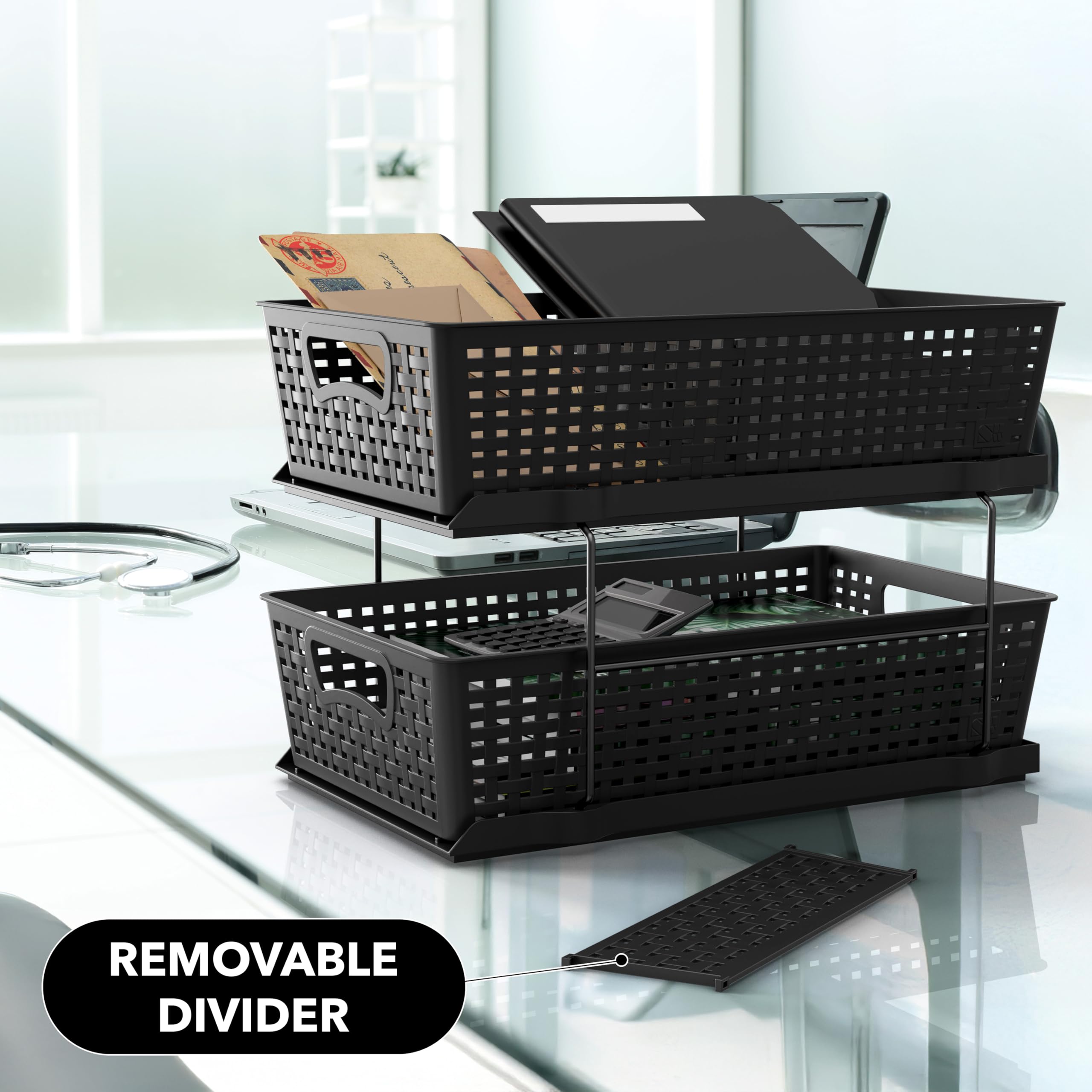 Simple Houseware versatile organizer for bathrooms and kitchens with lightweight items.
