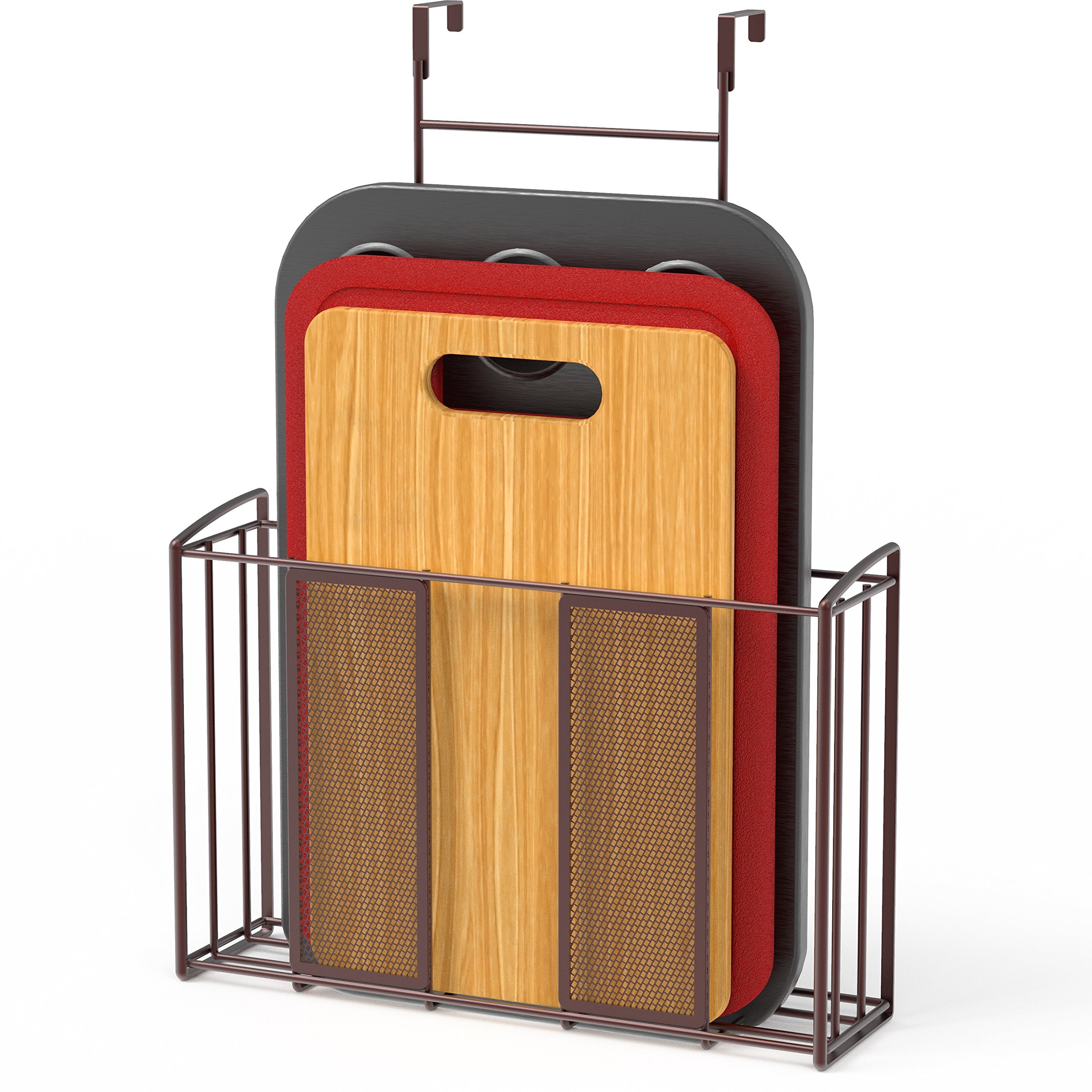 Simple Houseware over-cabinet-door organizer front view in bronze saves space