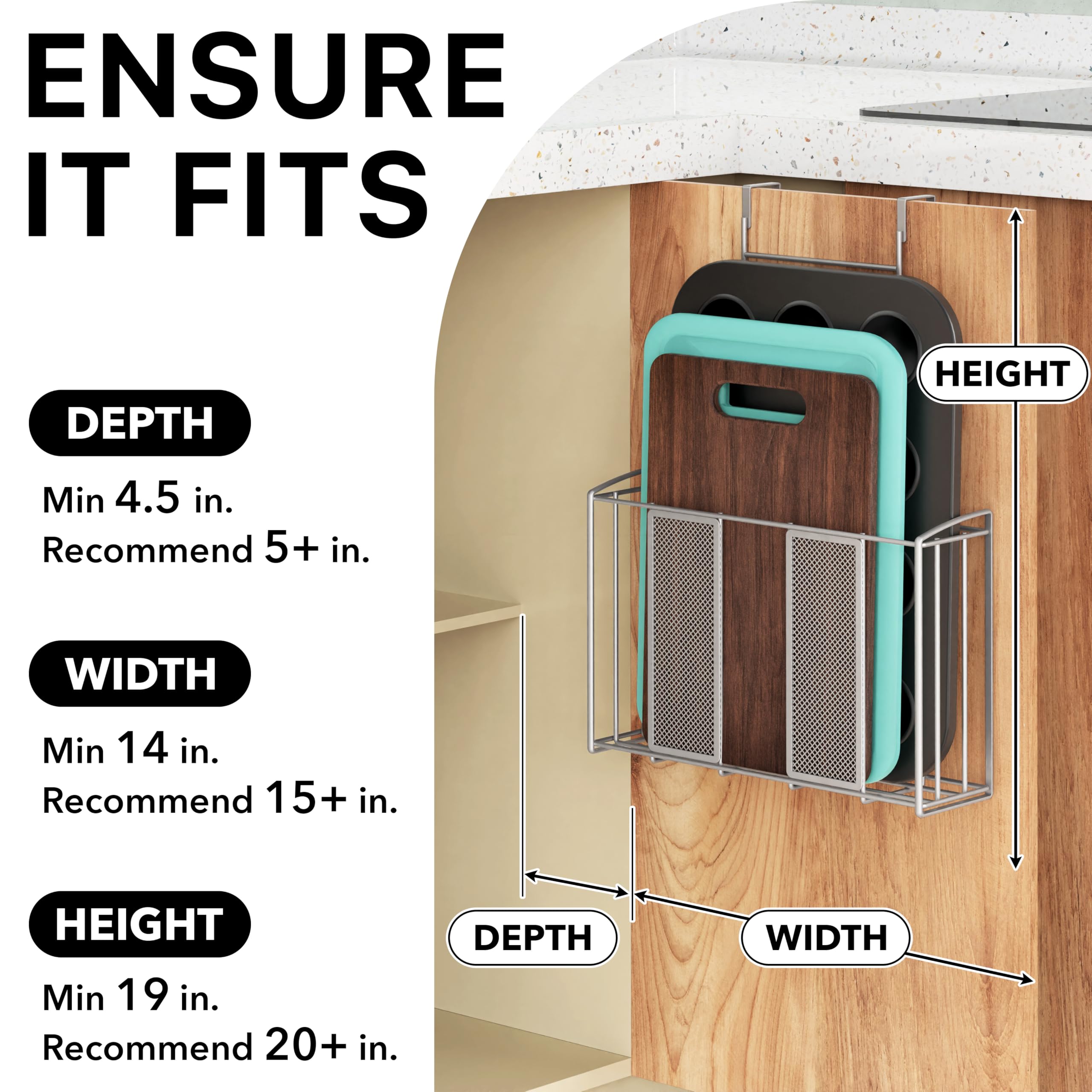 Simple Houseware over cabinet door organizer offers 11.8 inch basket width for easy sorting
