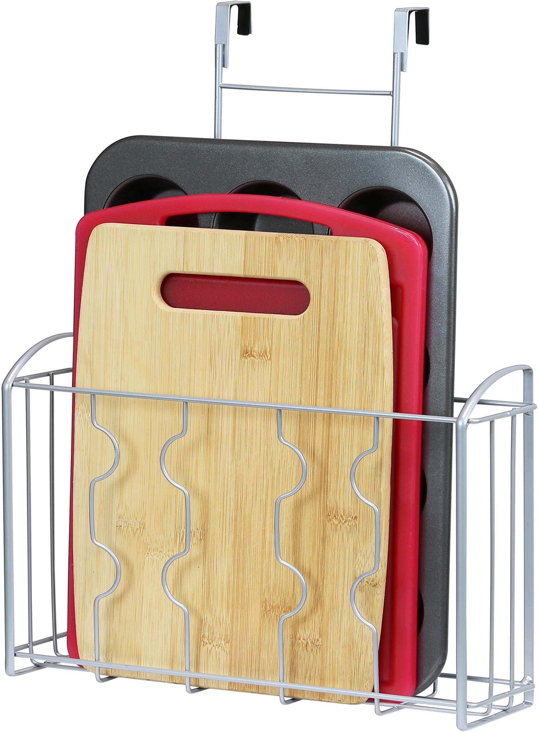 Simple Houseware over cabinet door organizer, front view, adds easily accessible storage.