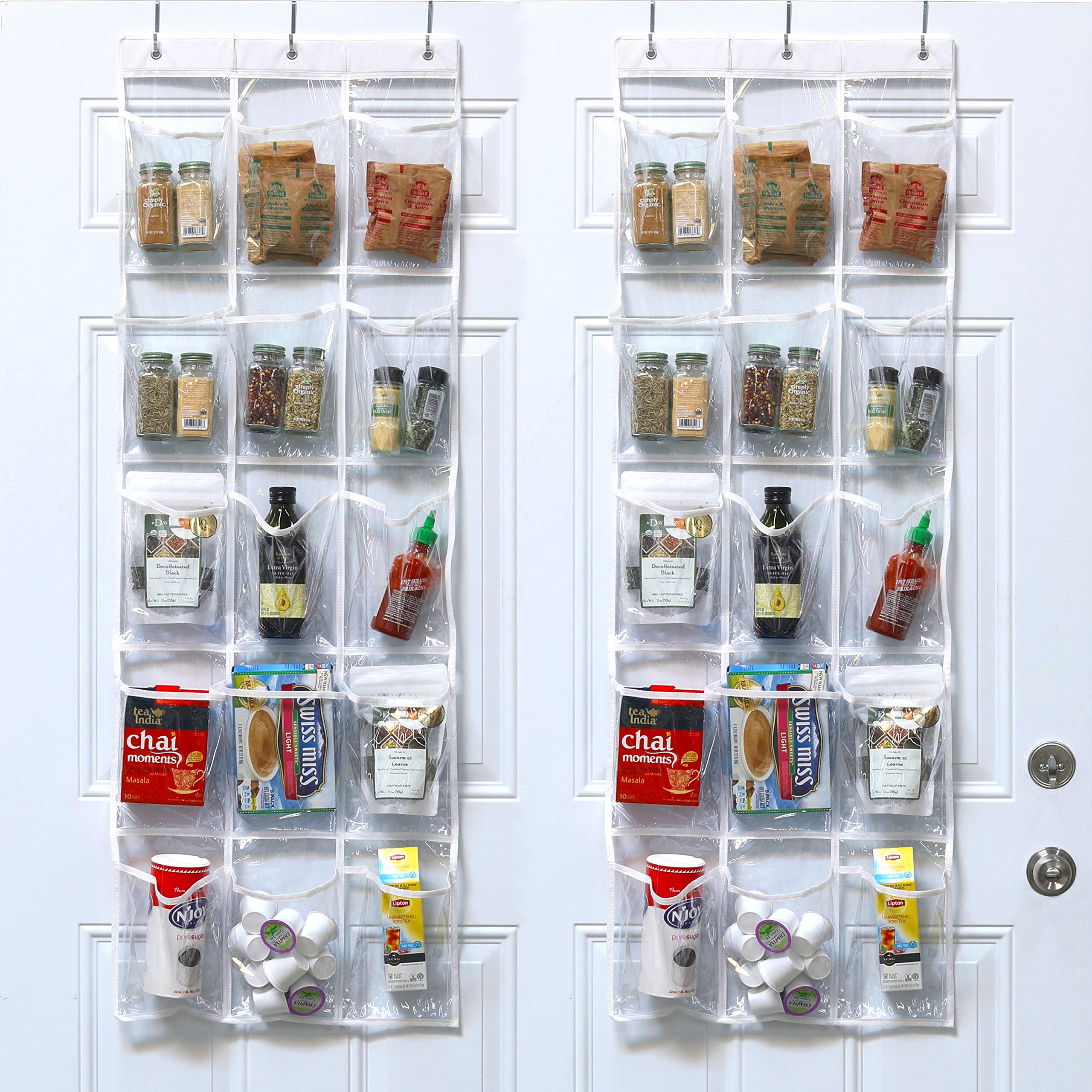 Simple Houseware over-the-door pantry organizer with clear pockets for quick access