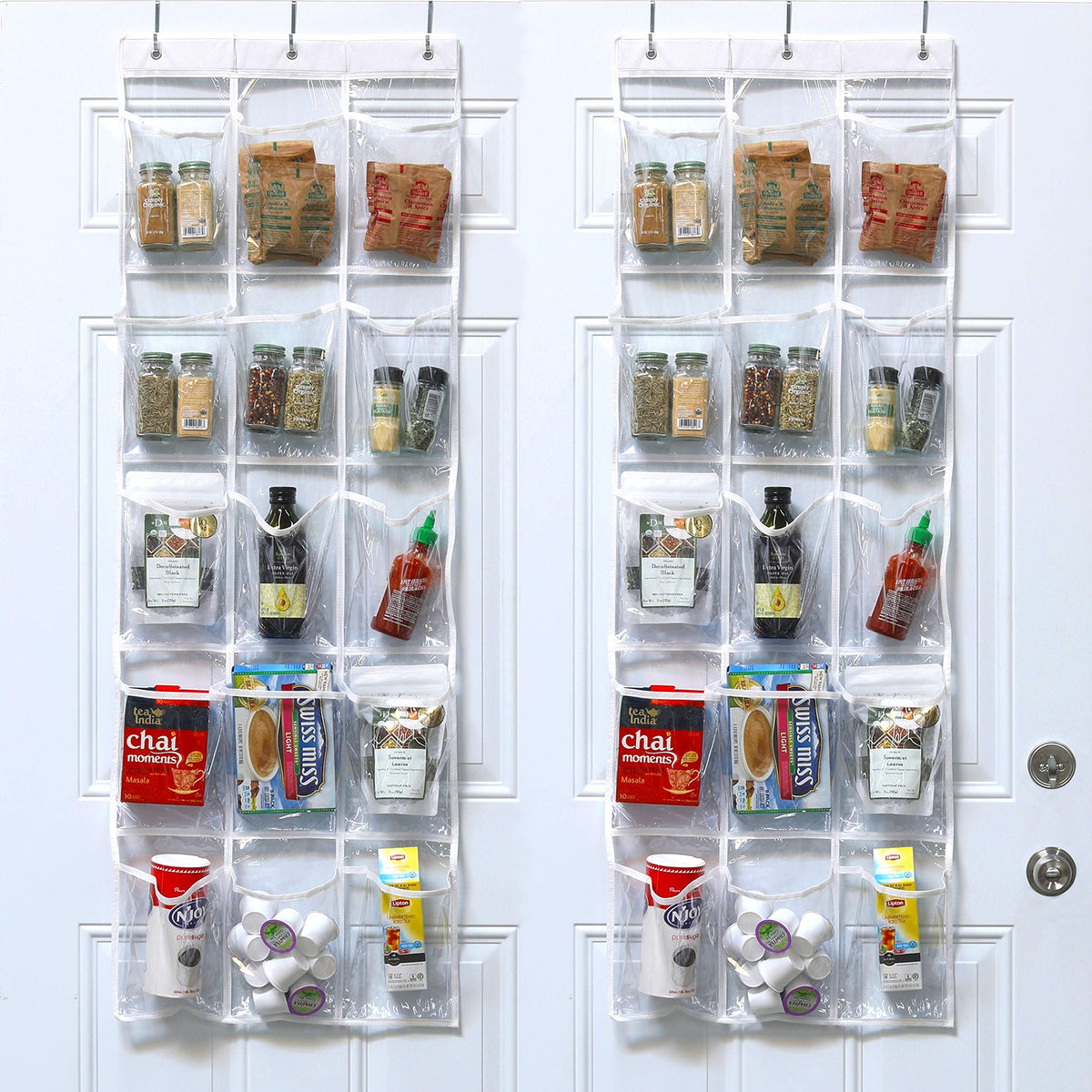 Simple Houseware over-the-door pantry organizer with clear pockets for quick access