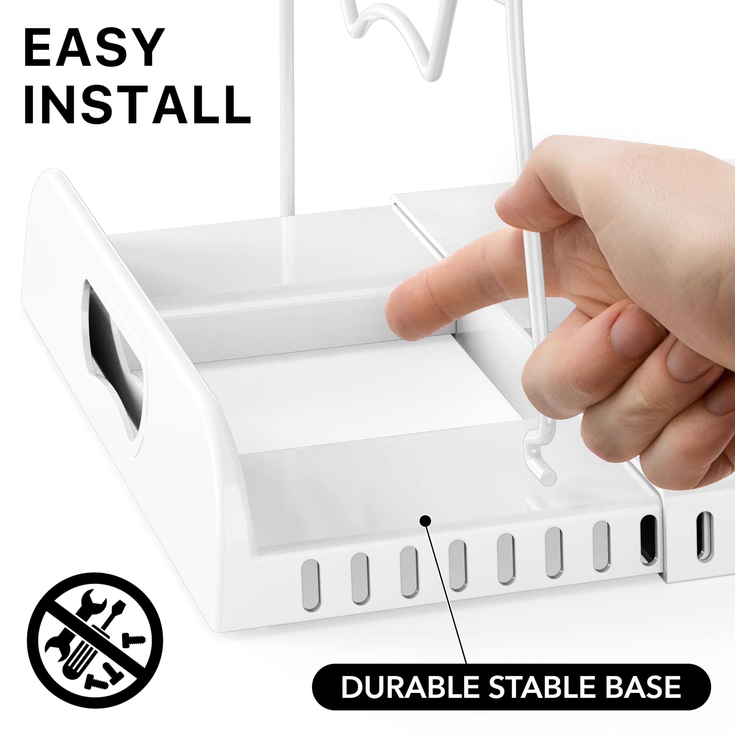 Simple Houseware pan-organizer rack with lids showcases secure cradle for lid handles.