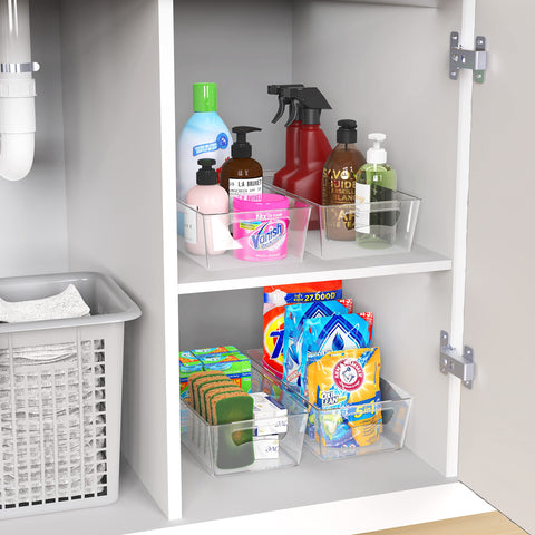 Simple Houseware bin removable for mess-free cleaning of fridge shelves.