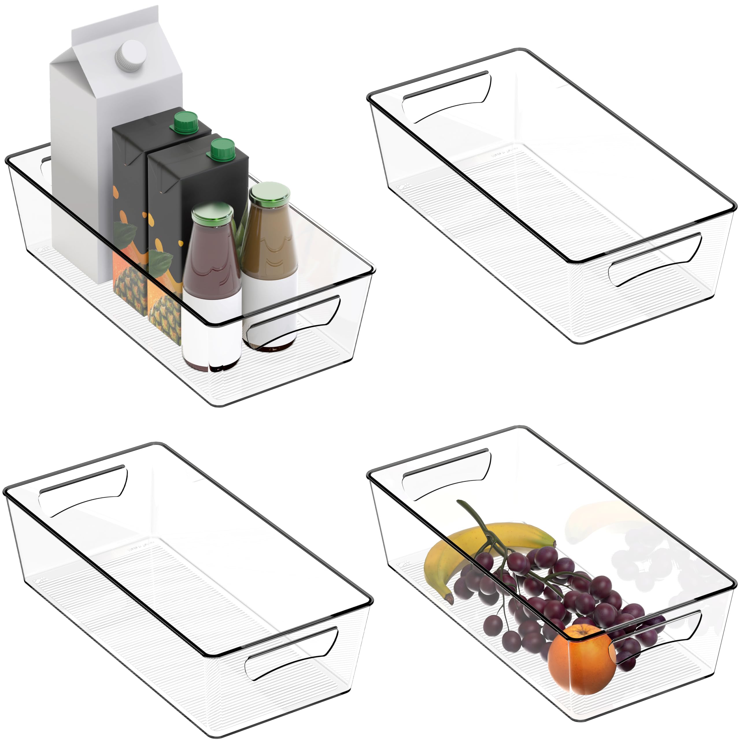 Simple Houseware clear bin storing condiments and snacks in the pantry.