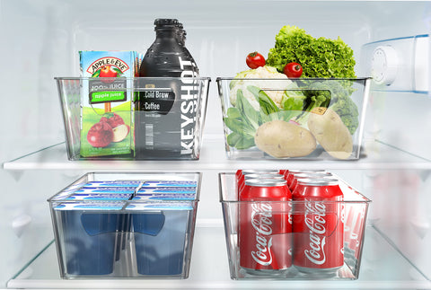 Simple Houseware clear bin reveals contents at a glance for quick planning.