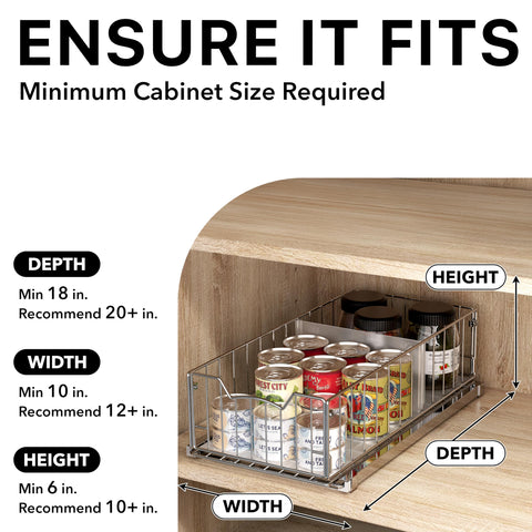 Simple Houseware pantry deep-cabinet basket chrome makes storage quick and easy.