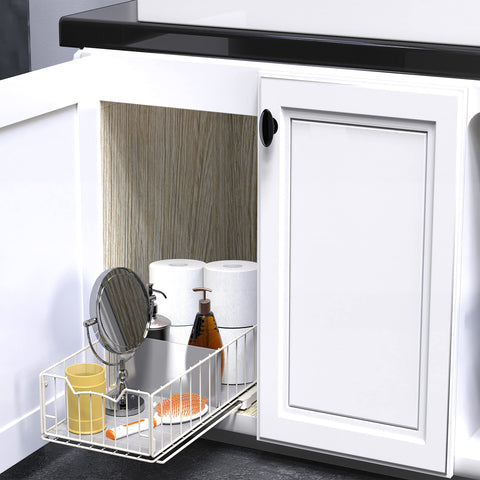 Simple Houseware pull-out basket installed in a cabinet reveals efficient storage.