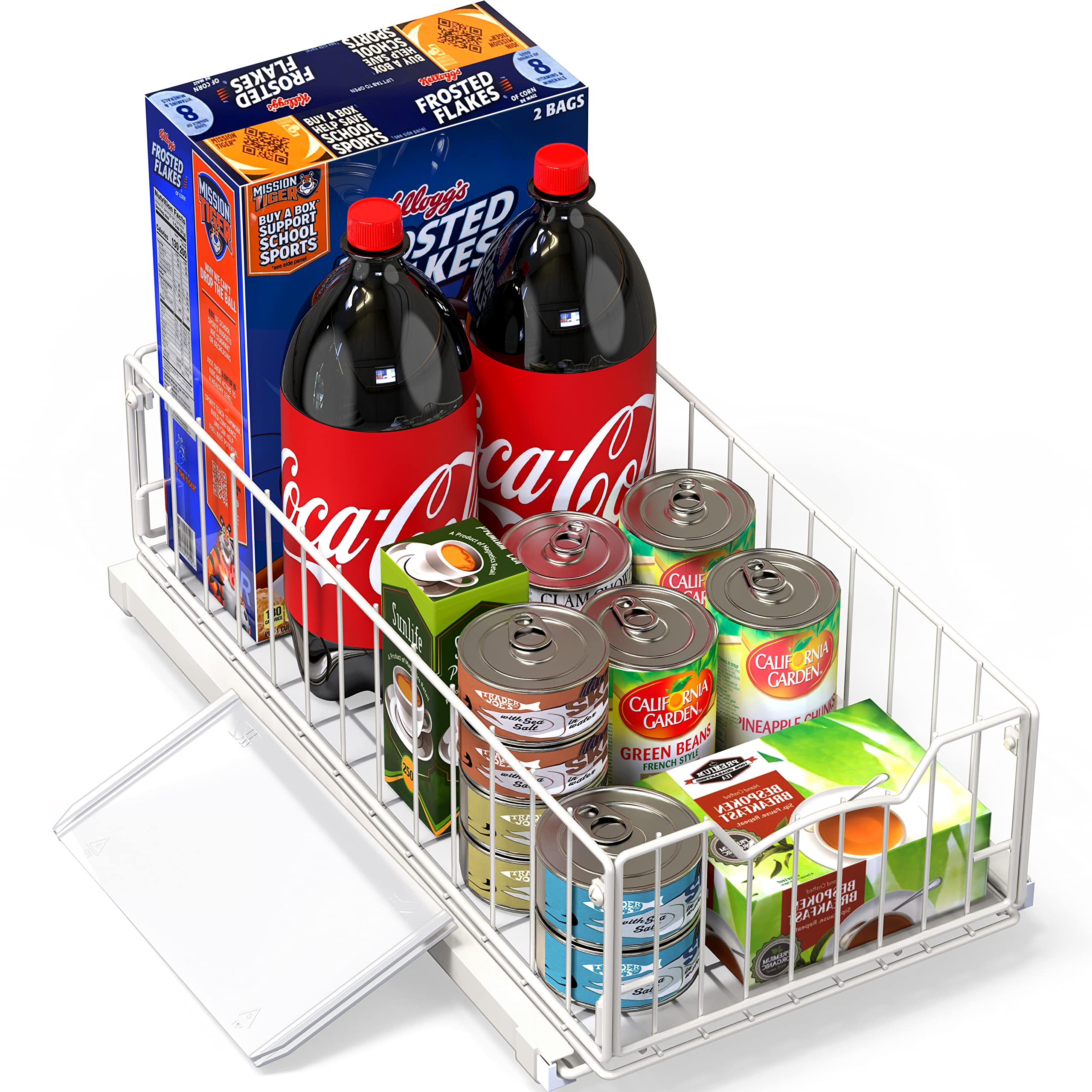 Simple Houseware under-sink setup demonstrates optimized vertical cabinet space.