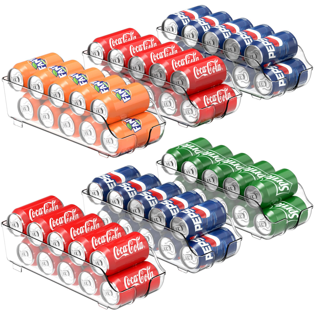 Simple Houseware Soda Can Organizer front view showing easy access in the fridge