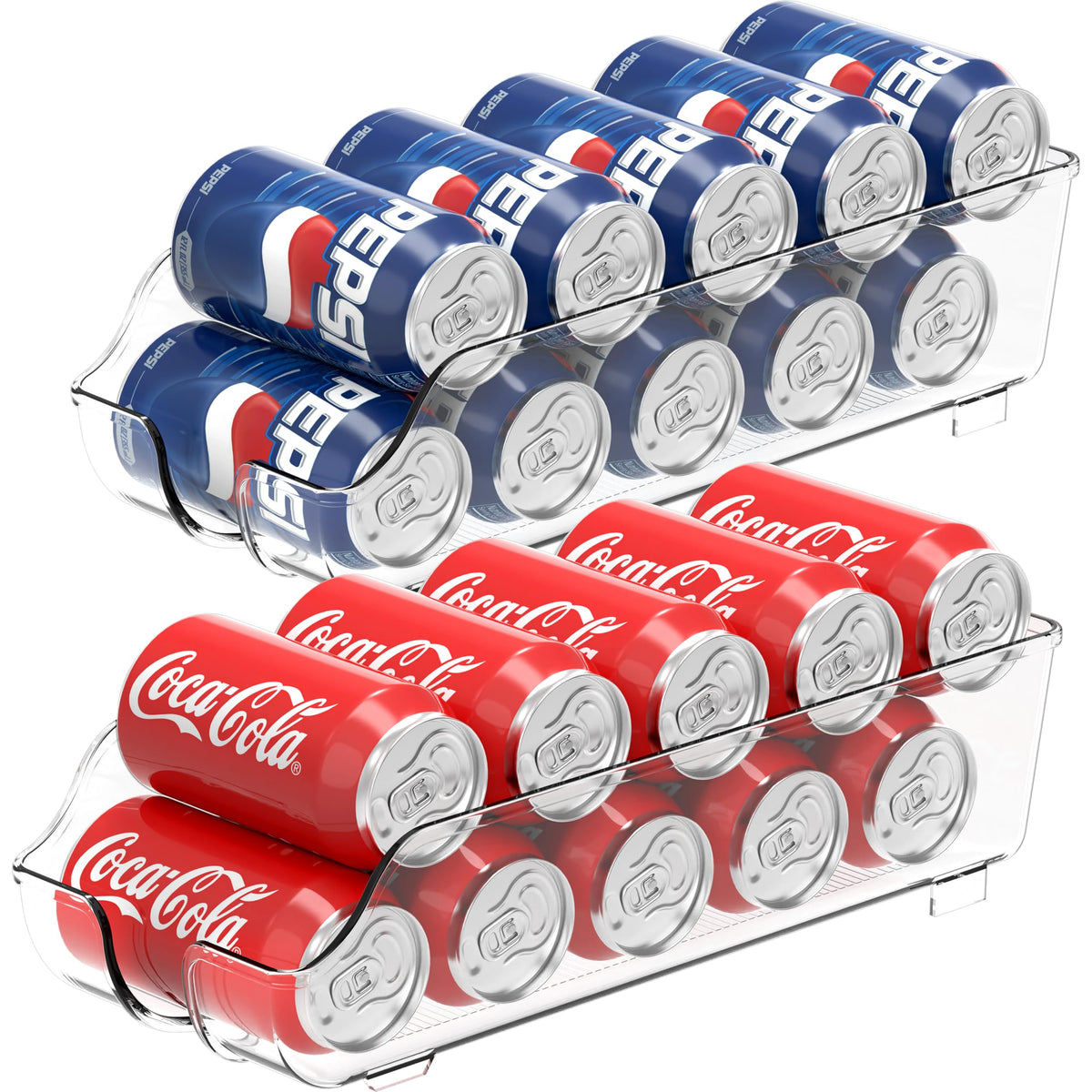 Simple Houseware soda can organizer – front view showing two-tier design for easy access.