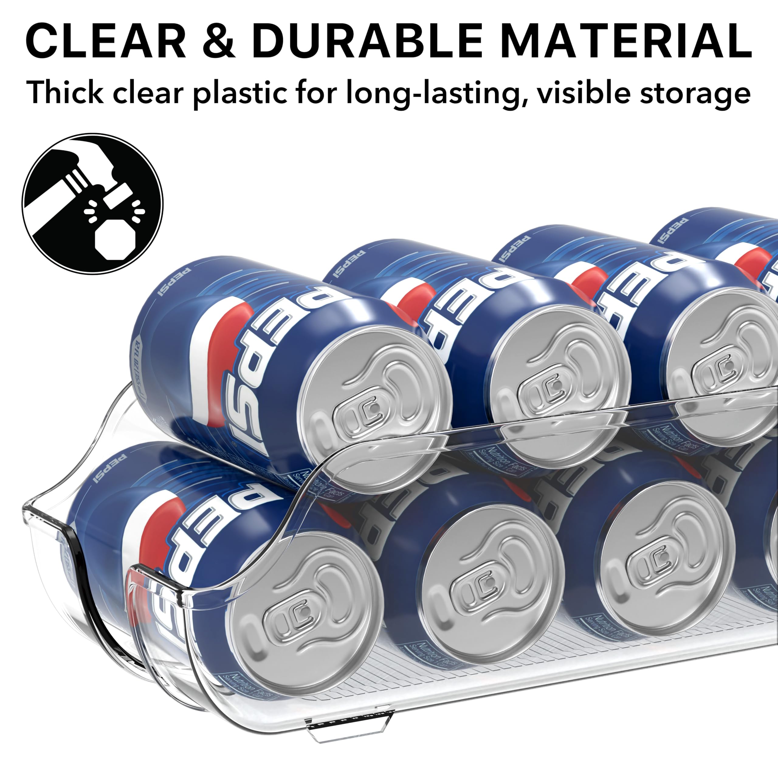 Simple Houseware Soda Can Organizer measures 14 by 5.75 by 3.5 inches for versatile placement