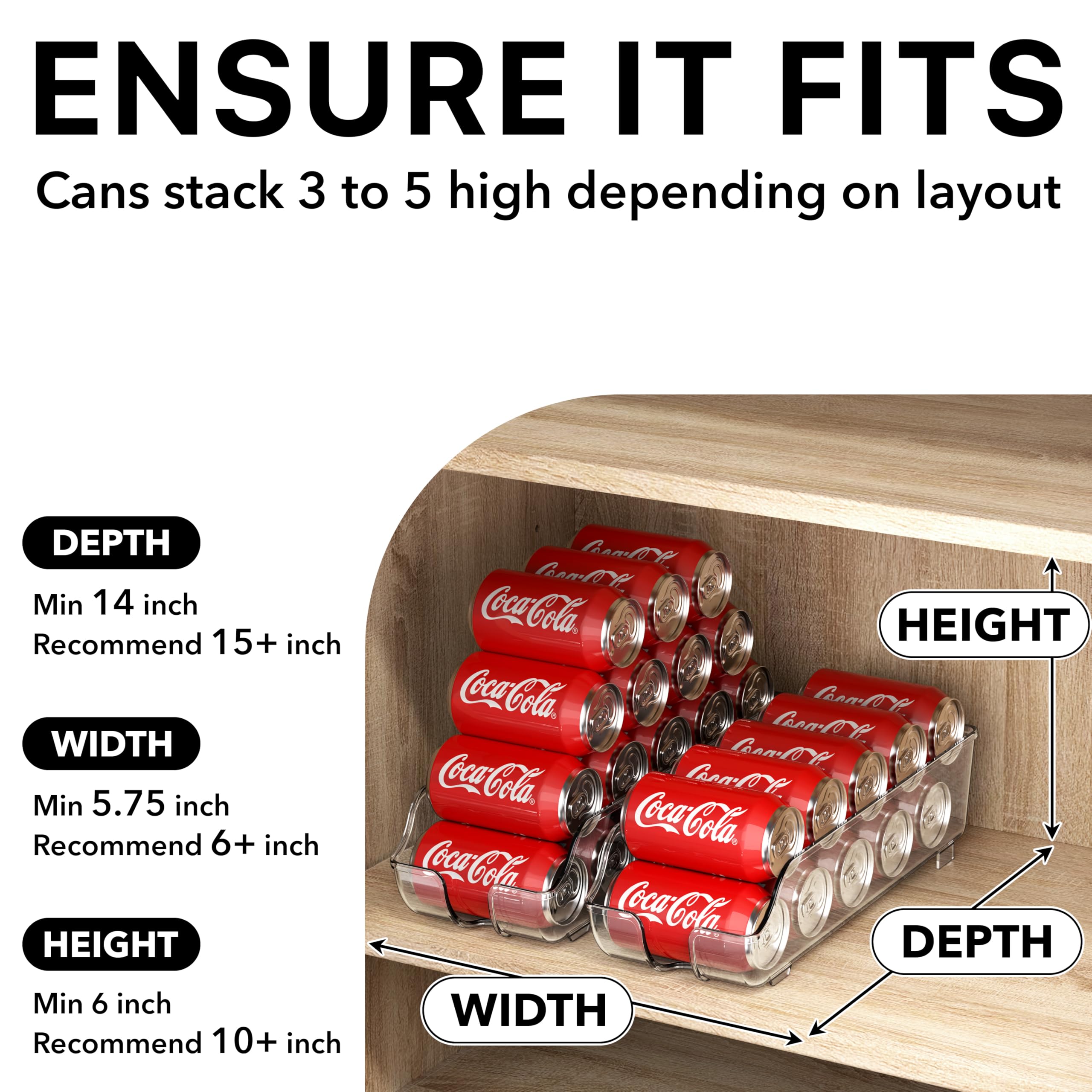 Simple Houseware Soda Can Organizer tilt base promotes forward roll for grab-and-go convenience