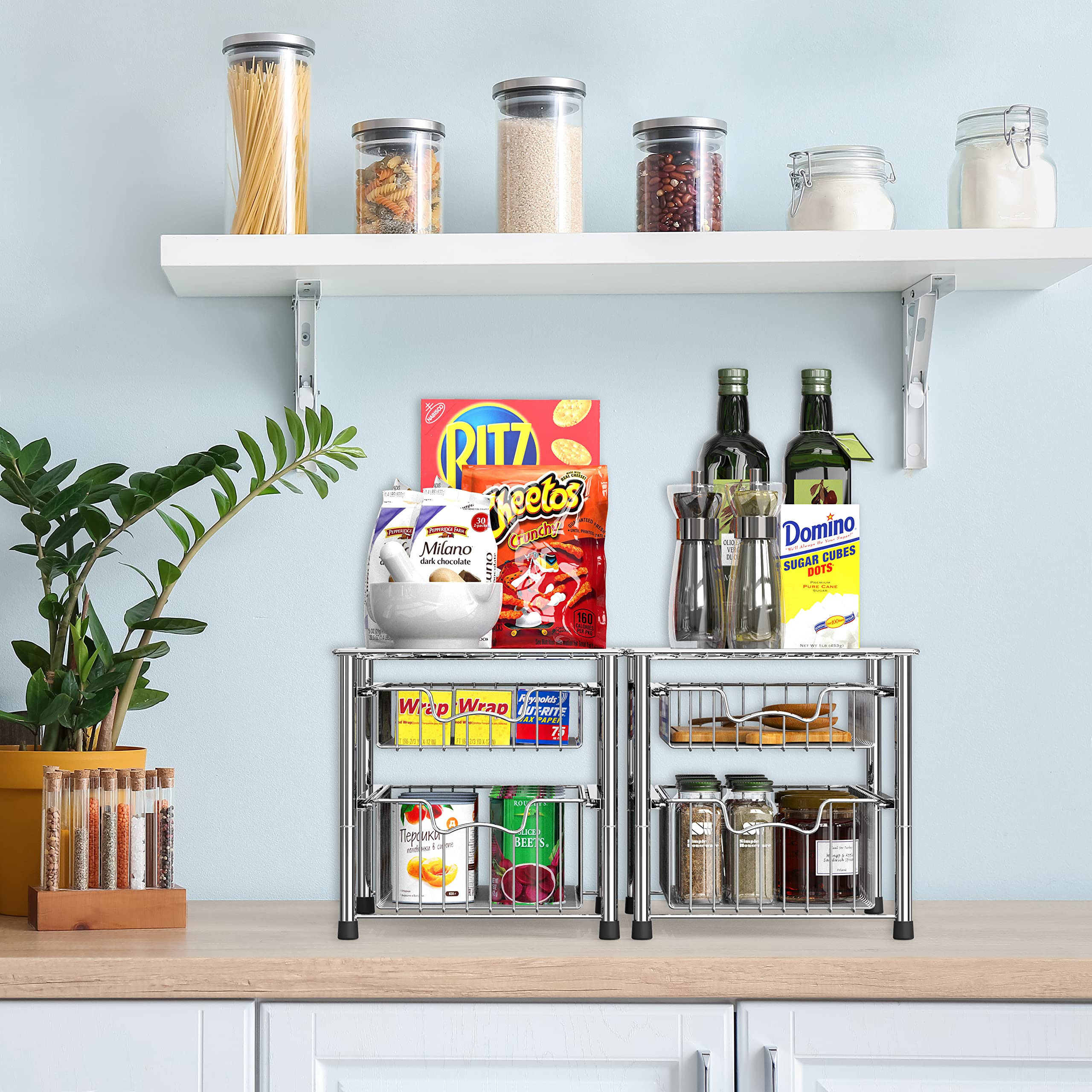 Simple Houseware chrome-drawer-dimensions help plan storage in cabinets