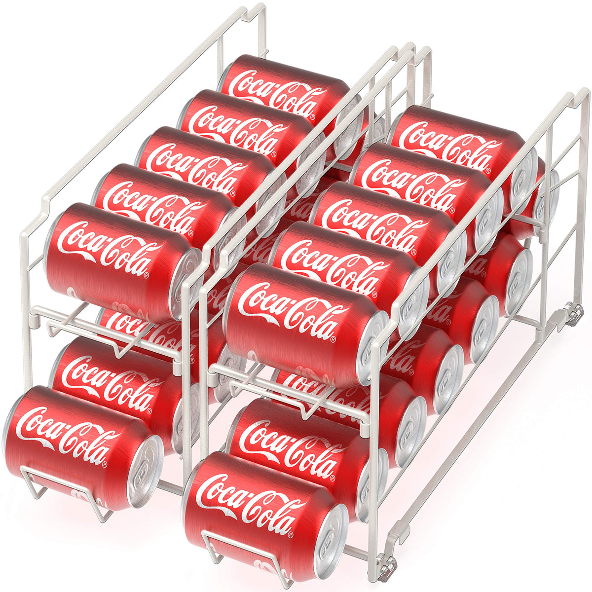 Simple Houseware stackable beverage dispenser holds 12oz cans, keeping your fridge organized.