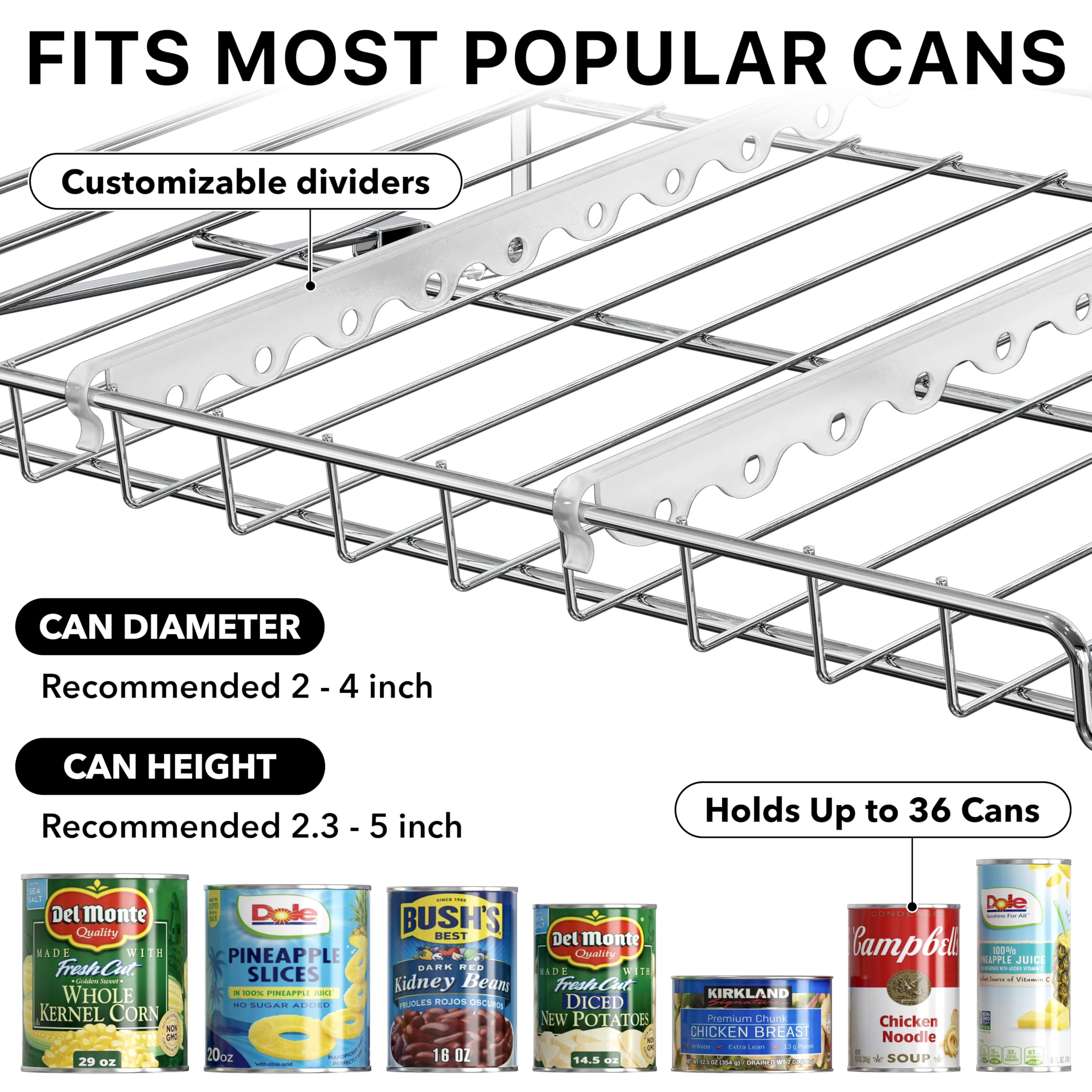 Simple Houseware rolling front design promotes easy access to cans.