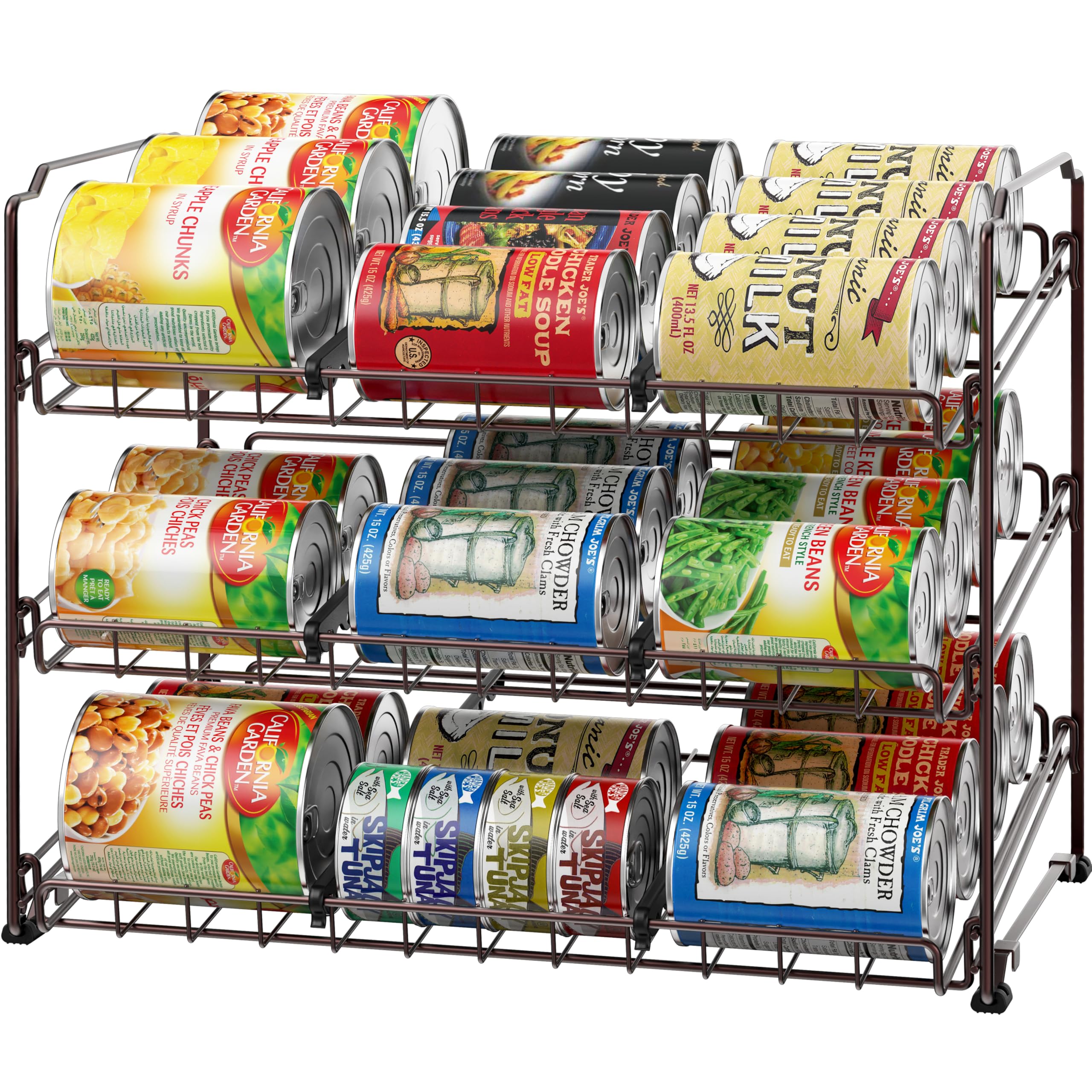 Simple Houseware stackable can organizer rack assembled to save space in a pantry