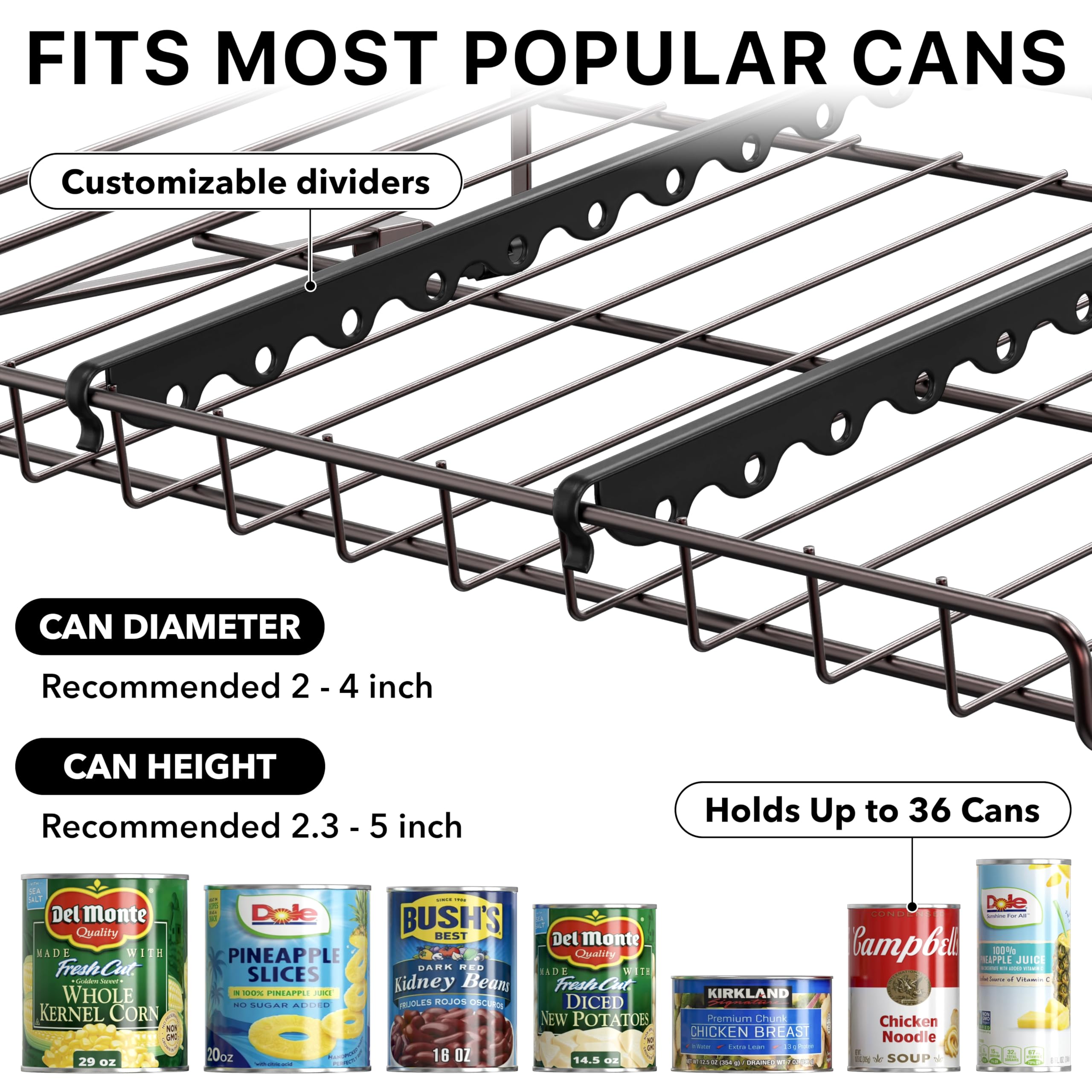 Simple Houseware stackable can organizer rack sturdy chrome frame with anti-slip feet on any surface